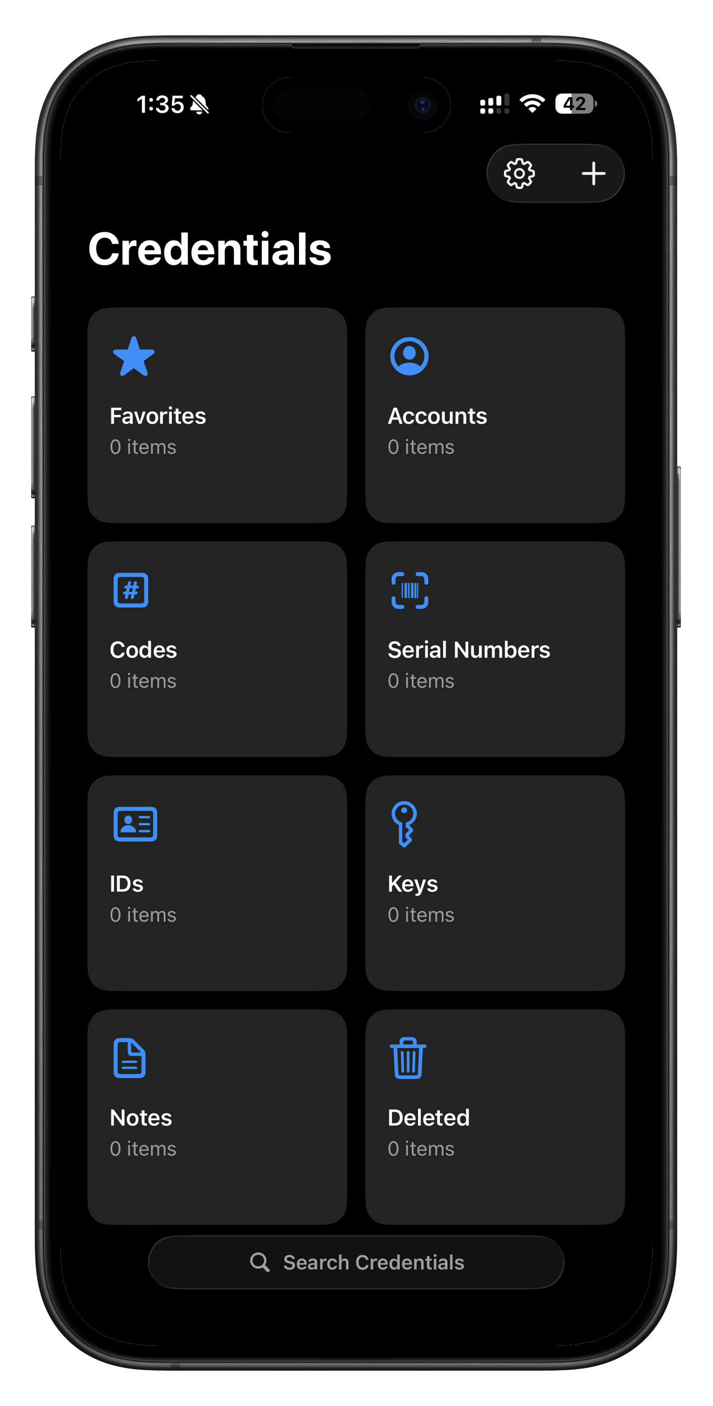 Credentials app screen