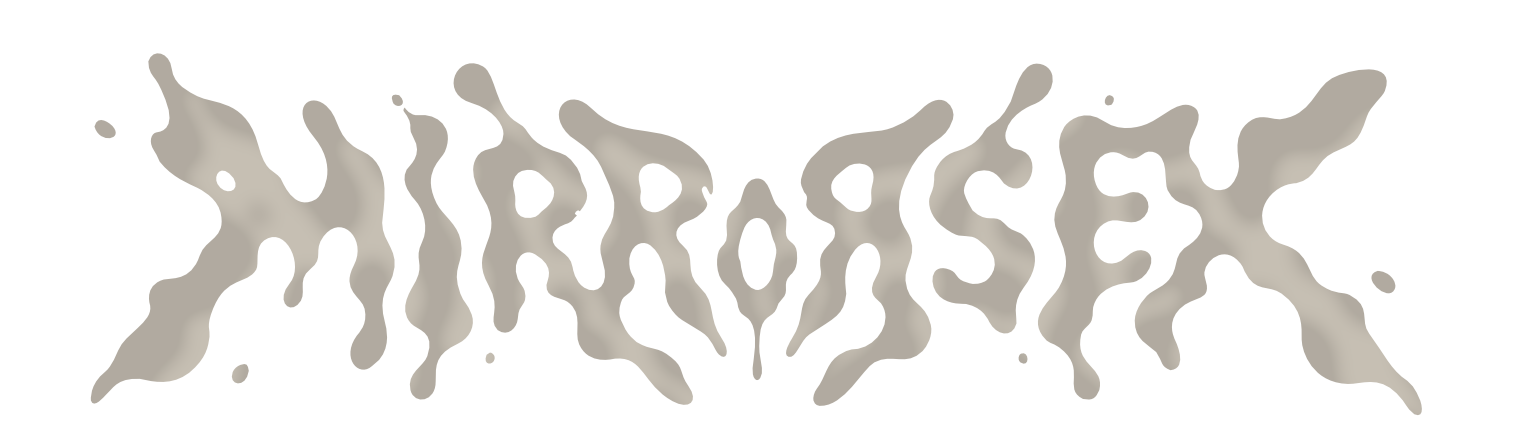 Mirrorsex textured title logo with mirrored organic letterforms