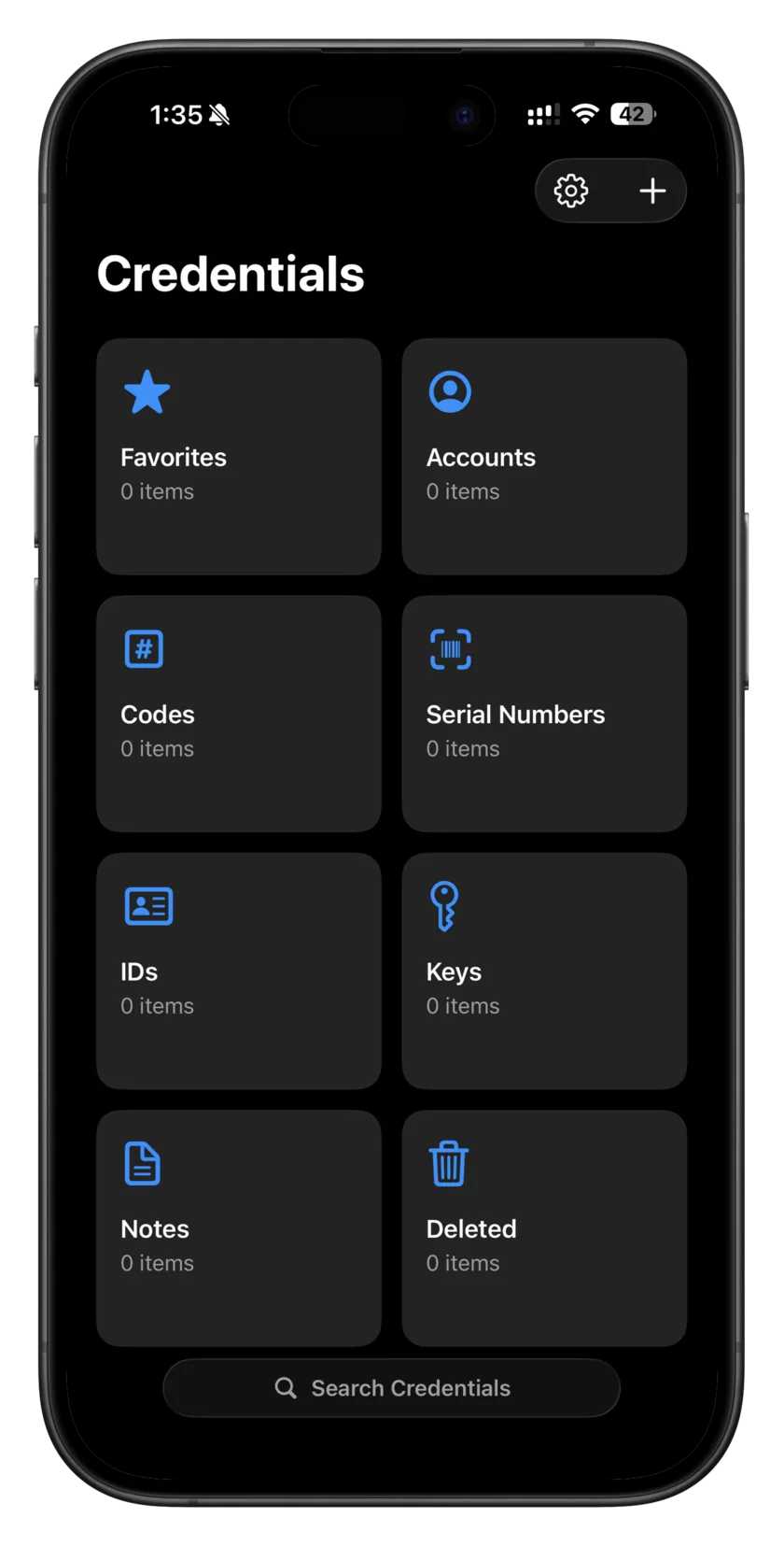 Credentials app screen