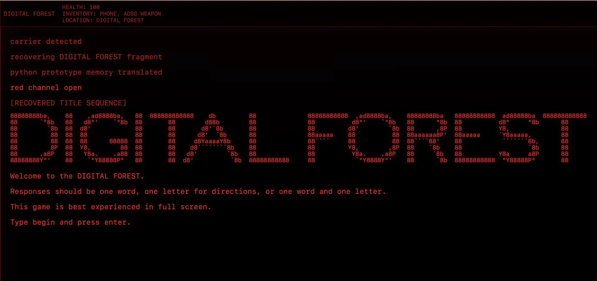 Digital Forest red terminal gameplay screenshot