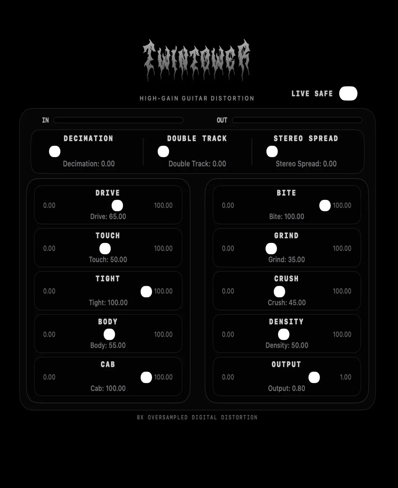 TwinTower distortion plugin interface
