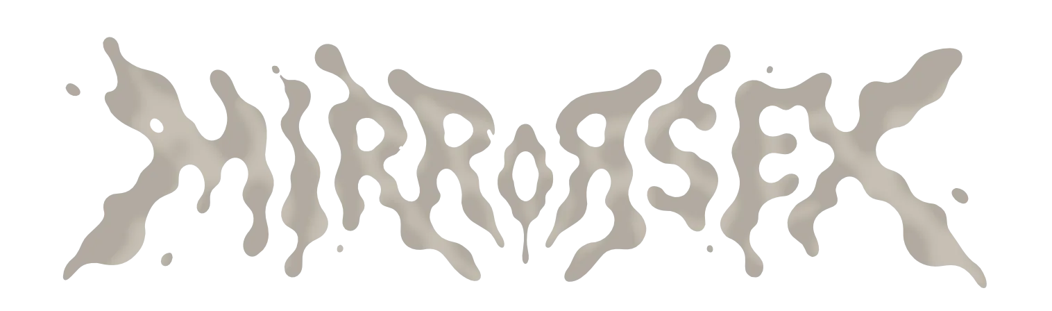 Mirrorsex textured title logo with mirrored organic letterforms