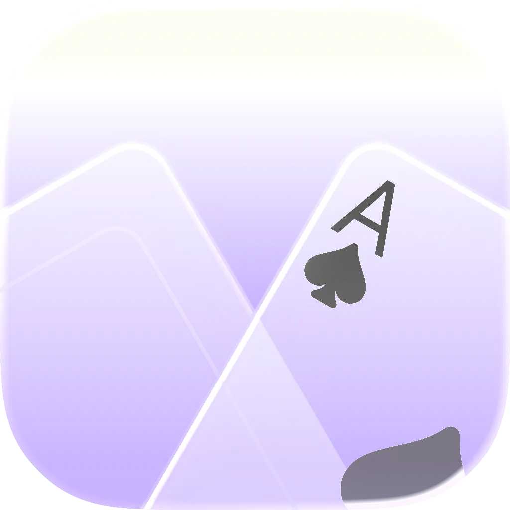 Round Rummy app icon with overlapping translucent playing cards and a spade symbol