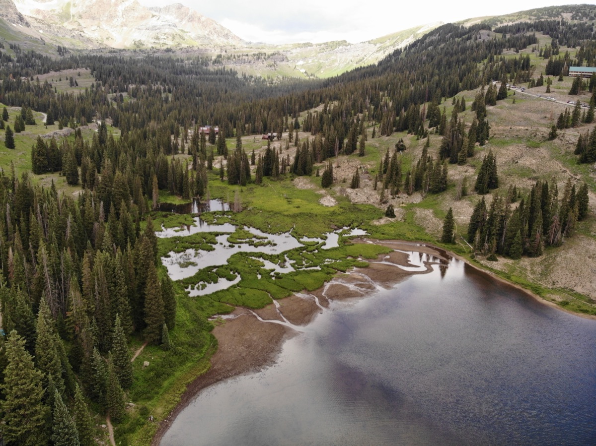 Somerset lake and forest from above