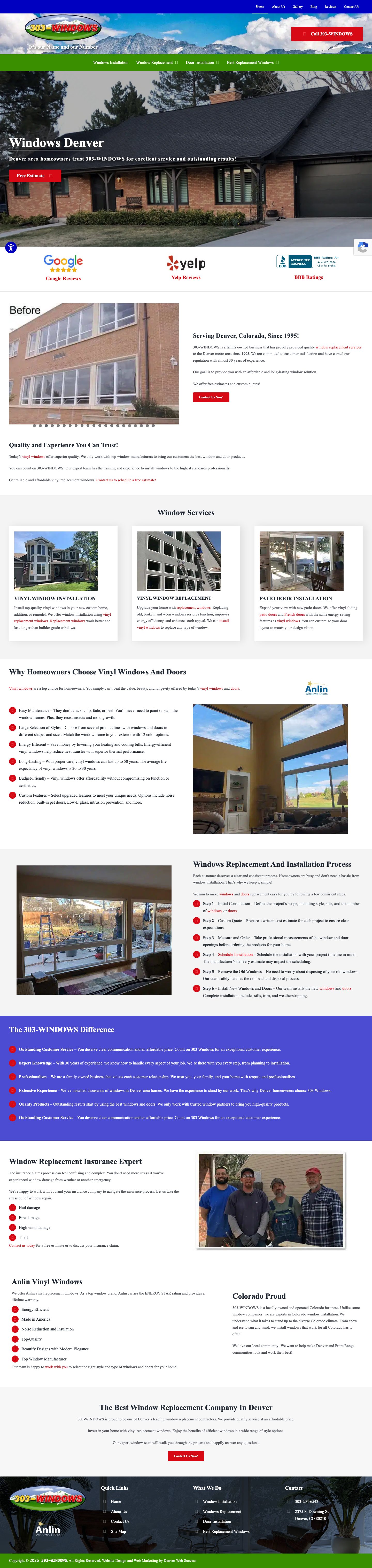 Full-page view of the original 303 Windows website