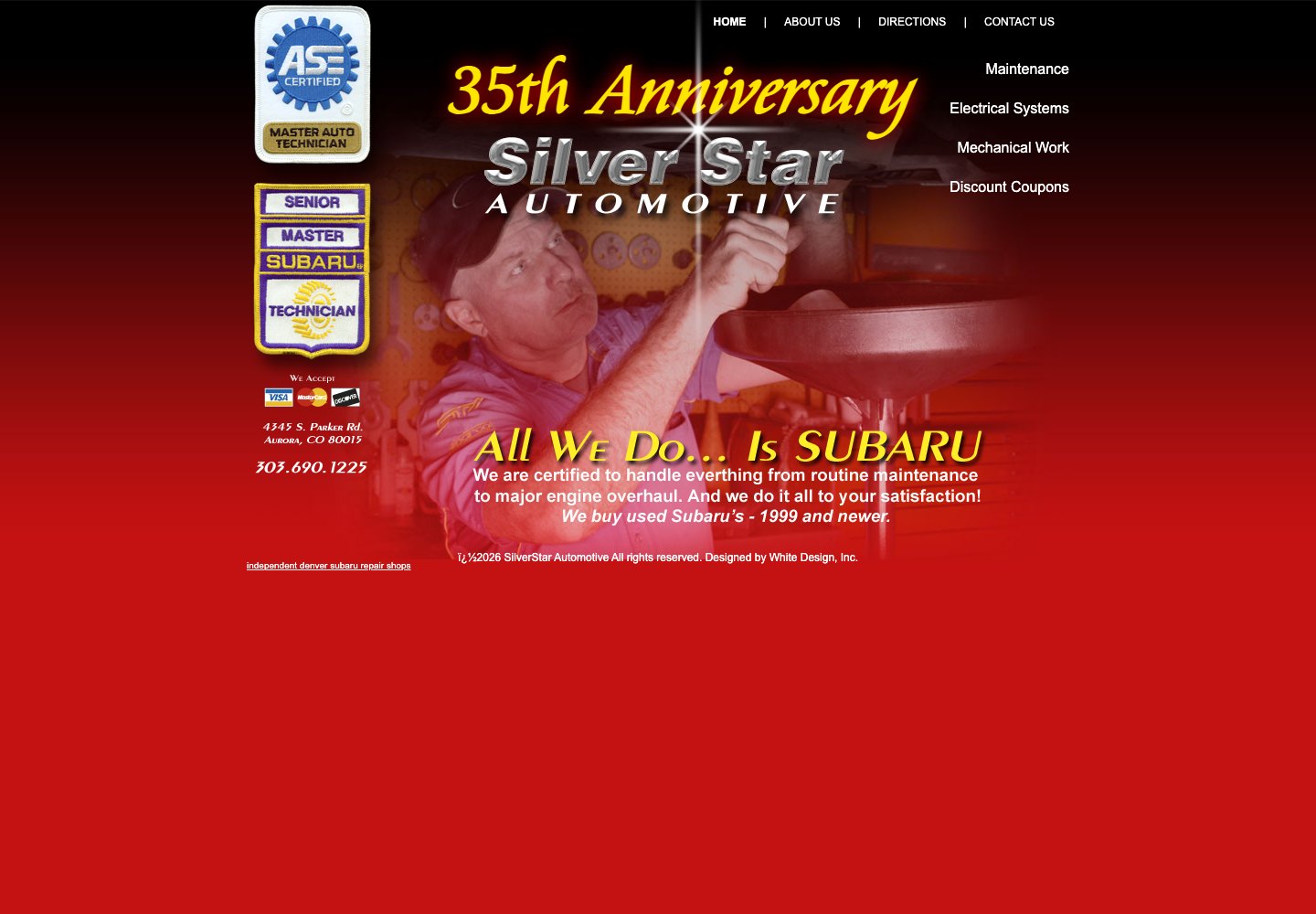 Archived homepage view of the original Silver Star Automotive website